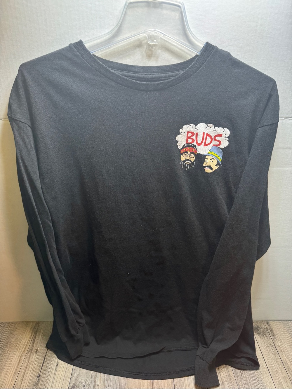 CLASSIC CHEECH & CHONG BUDS LONG SLEEVE BLACK T-SHIRT SHIRT MEN'S SIZE LARGE